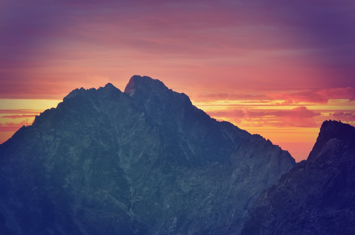 Rysy peak in the evening