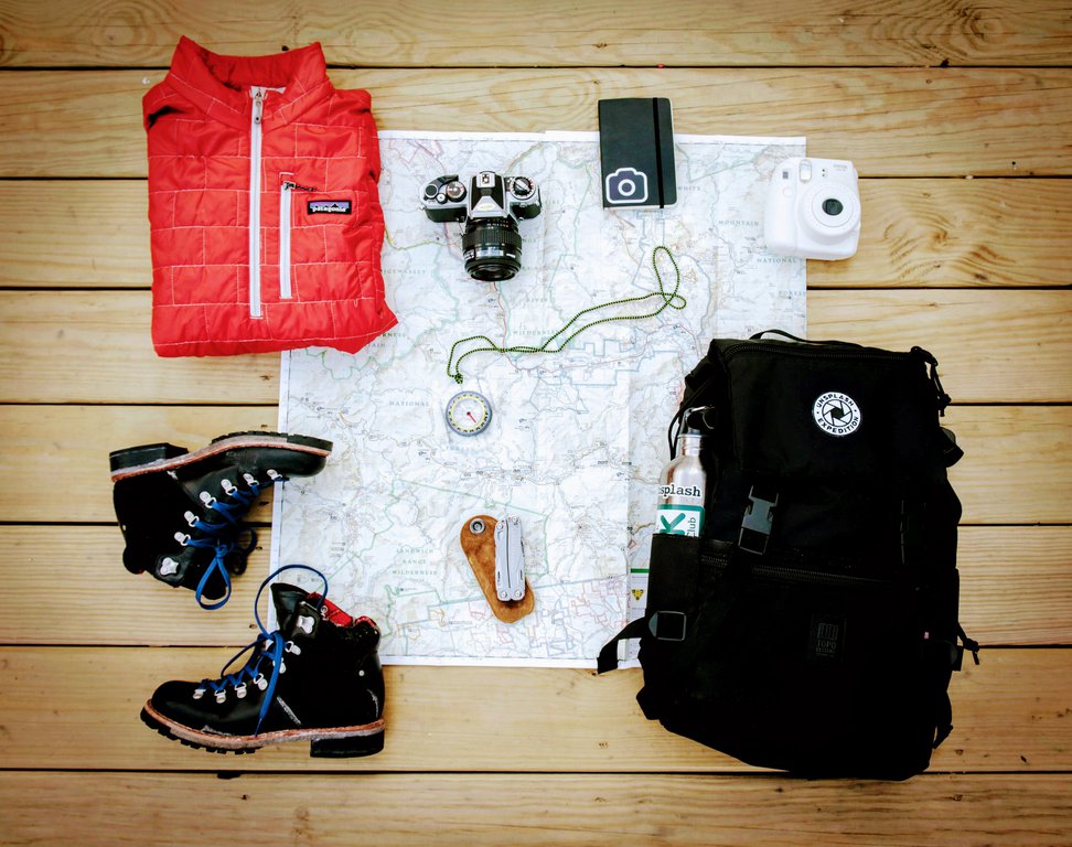 Hiking gear for a mountain trip