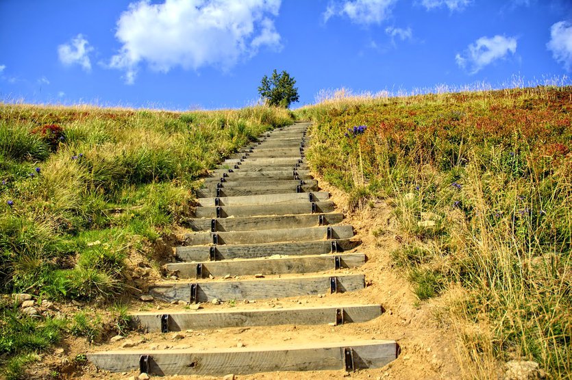 Hiking trail to Tarnica, Bieszczady mountains in Poland