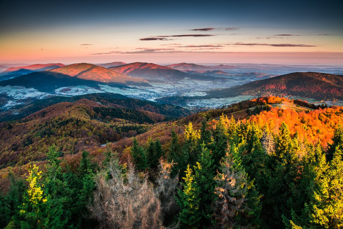 View from Mogielica in Beskid Wyspowy - Poland