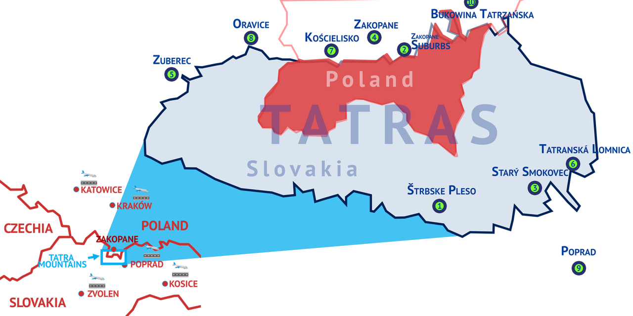 Tatra Mountains Accommodation Map