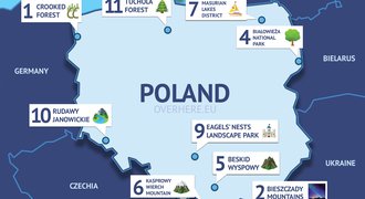 Map showing the Natural Wonders of Poland