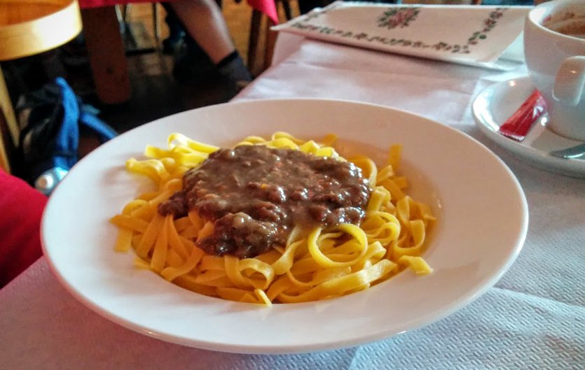 Tagliatelle with deer stew - Italian food